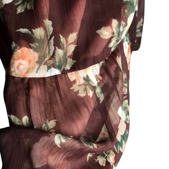 Abercrombie & Fitch‎ Women's Brown Floral Boho Tiered Babydoll Mini Dress Size S - Picture 11 of 16